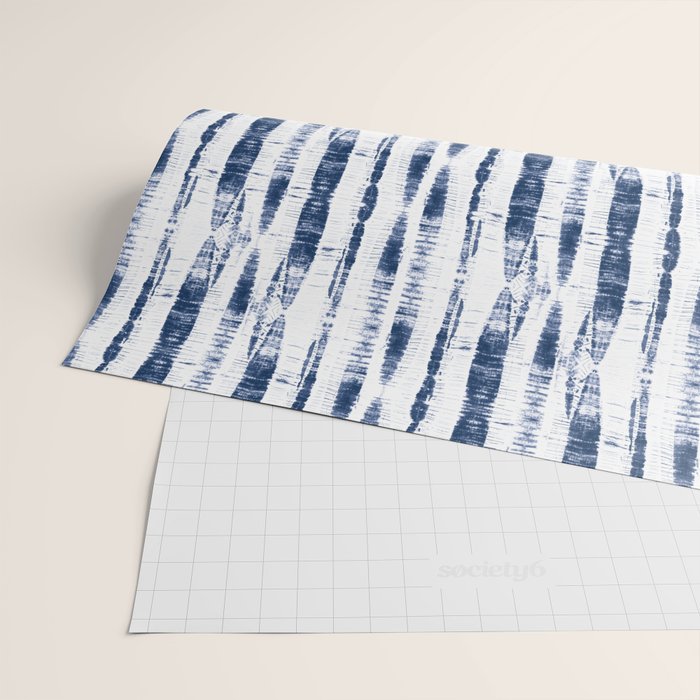 Shibori Stripes 2 Indigo Blue Wrapping Paper Gallery Image 2