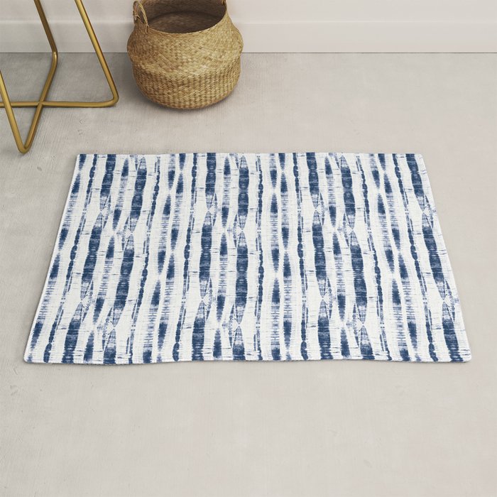 Shibori Stripes 2 Indigo Blue Rug Gallery Image 1