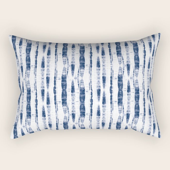 Shibori Stripes 2 Indigo Blue Rectangular Pillow Gallery Image 2