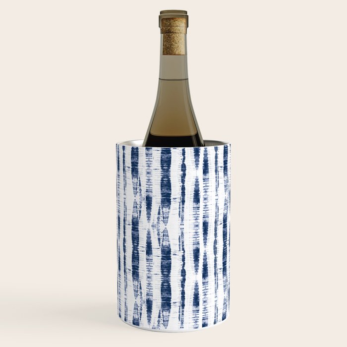 Shibori Stripes 2 Indigo Blue Wine Chiller Gallery Image 1