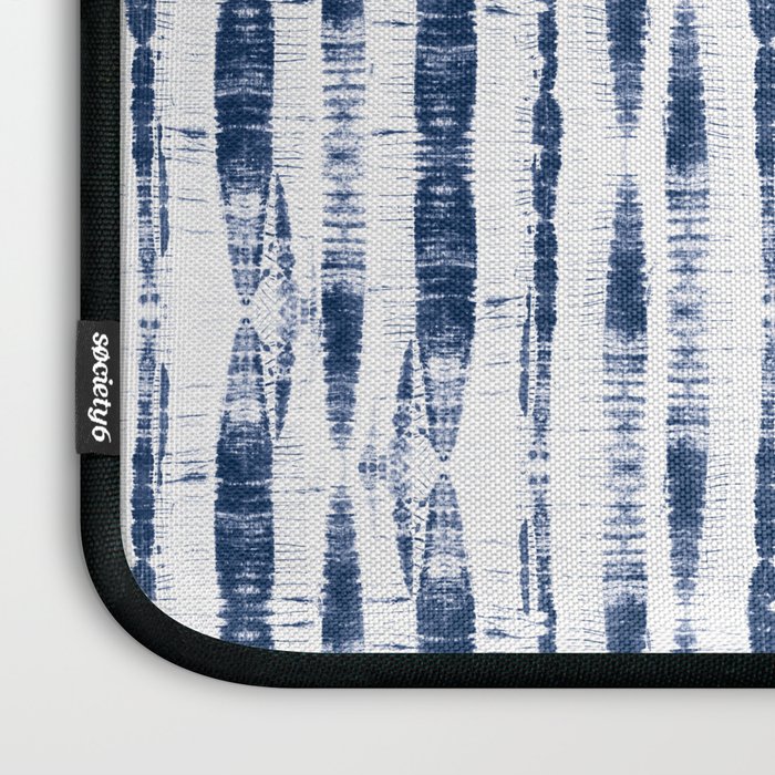 Shibori Stripes 2 Indigo Blue Laptop Sleeve Gallery Image 3