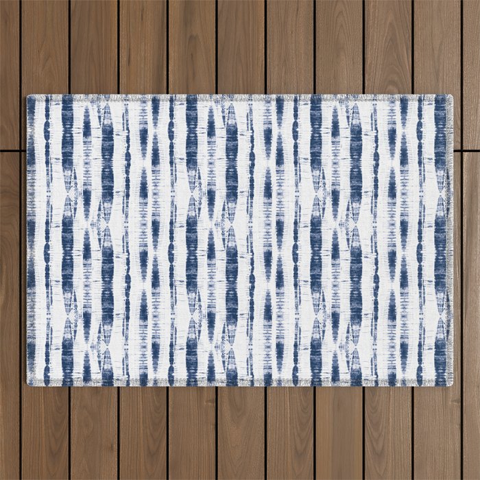 Shibori Stripes 2 Indigo Blue Outdoor Rug Gallery Image 1