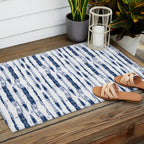 Shibori Stripes 2 Indigo Blue Outdoor Rug Gallery Image 2