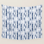 Shibori Stripes 2 Indigo Blue Wall Tapestry Gallery Image 4