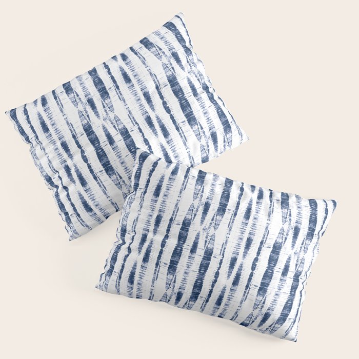 Shibori Stripes 2 Indigo Blue Pillow Sham Gallery Image 3
