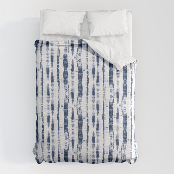 Shibori Stripes 2 Indigo Blue Duvet Cover Gallery Image 1