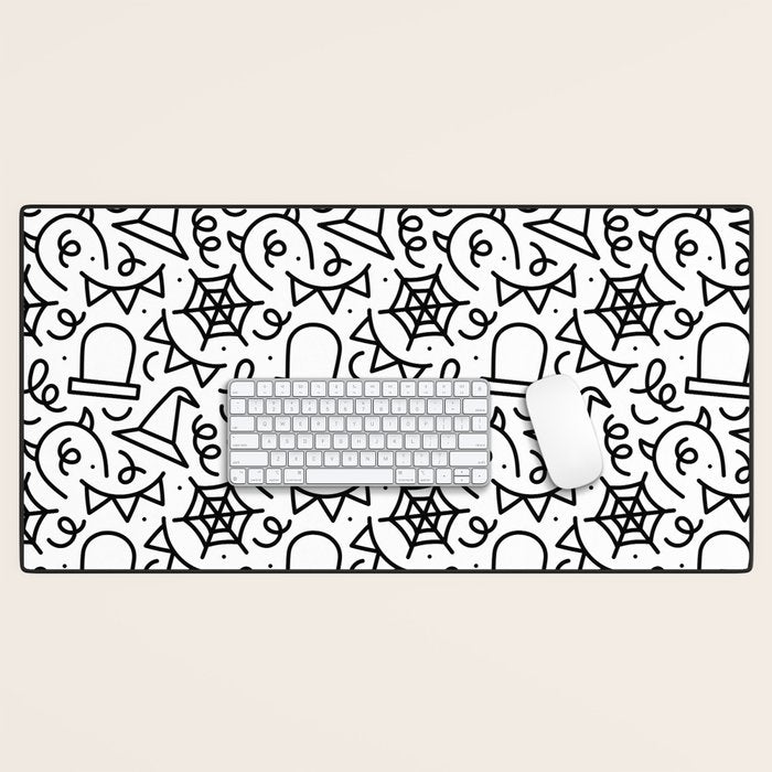 Fun halloween cartoon doodle art pattern Desk Mat Gallery Image 1