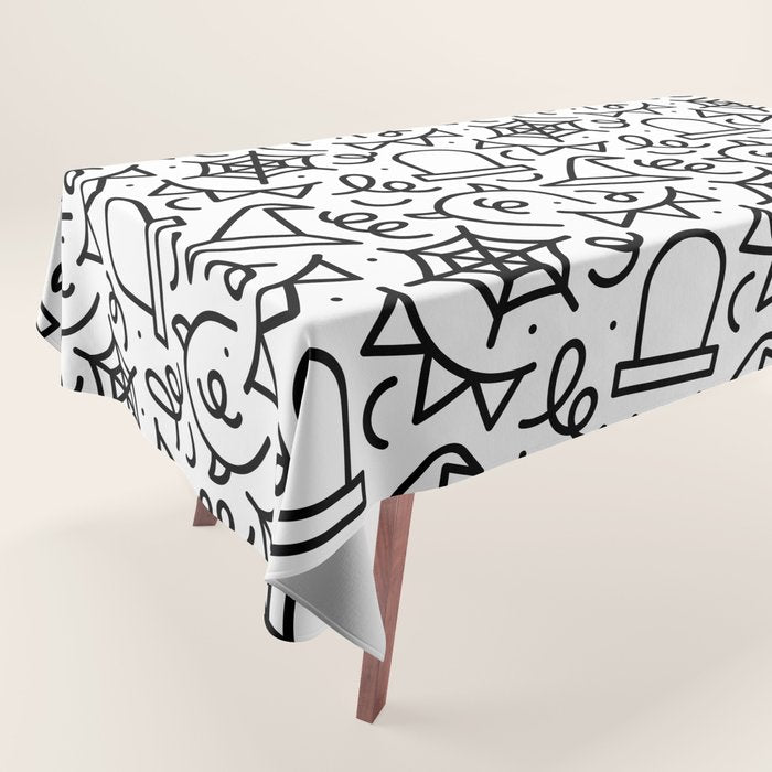 Fun halloween cartoon doodle art pattern Tablecloth Gallery Image 1