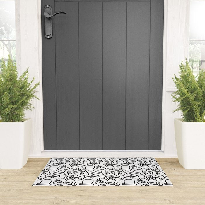 Fun halloween cartoon doodle art pattern Welcome Mat Gallery Image 3