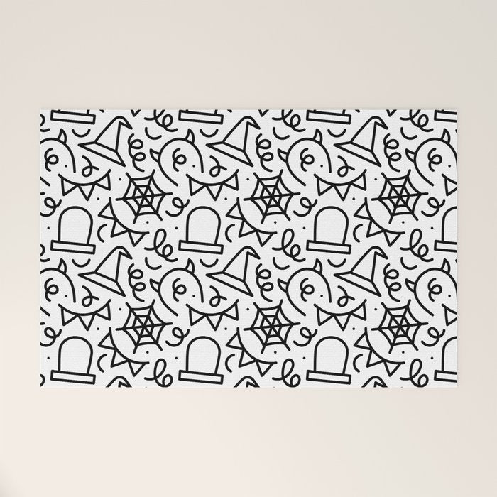 Fun halloween cartoon doodle art pattern Welcome Mat Gallery Image 1
