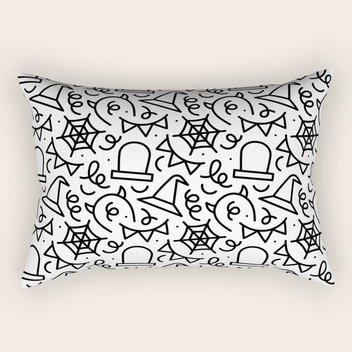 Fun halloween cartoon doodle art pattern Rectangular Pillow Gallery Image 2