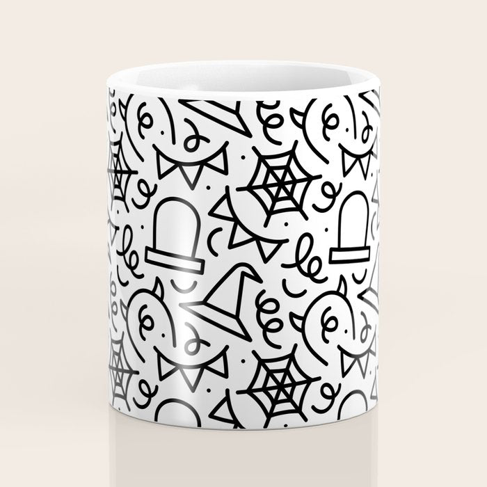 Fun halloween cartoon doodle art pattern Coffee Mug Gallery Image 4
