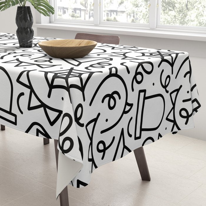 Fun halloween cartoon doodle art pattern Tablecloth Gallery Image 3