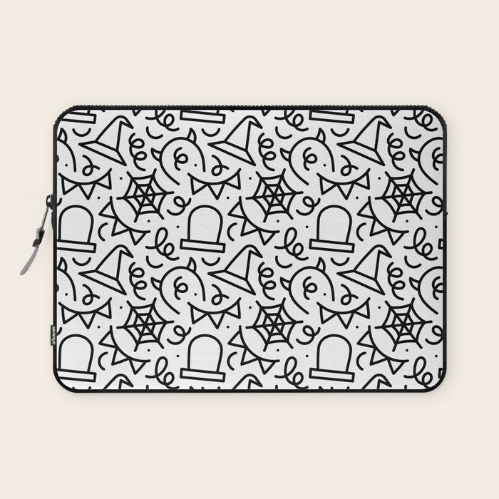 Fun halloween cartoon doodle art pattern Laptop Sleeve Gallery Image 1