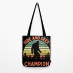 Bigfoot Hide And Seek Champion Funny Sasquatch Vintage Sunset Tote Bag Gallery Image 2