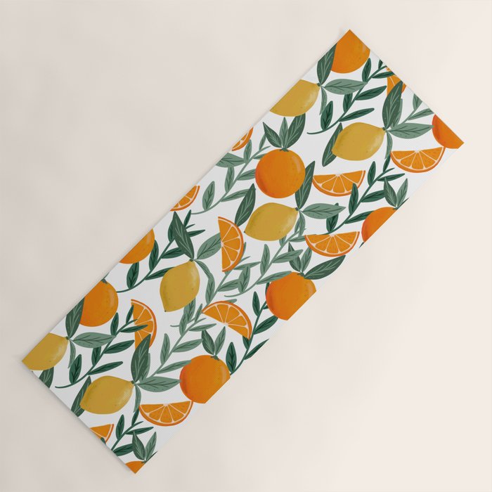 Citrus Fruit Pattern Lemons Oranges Botanical Design Yoga Mat Gallery Image 1