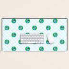 Retro cartoon earth planet checkered pattern Desk Mat Gallery Image 1