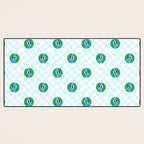 Retro cartoon earth planet checkered pattern Desk Mat Gallery Image 3