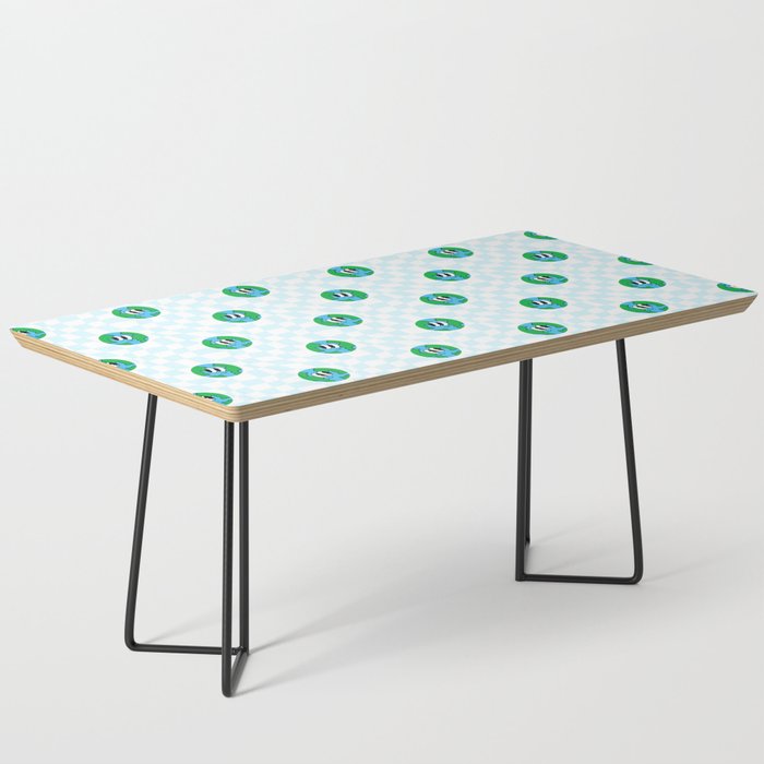 Retro cartoon earth planet checkered pattern Coffee Table Gallery Image 1