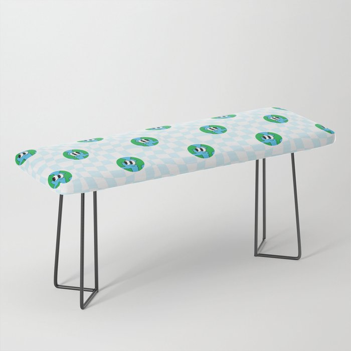 Retro cartoon earth planet checkered pattern Bench Gallery Image 1