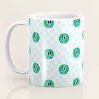 Retro cartoon earth planet checkered pattern Coffee Mug Gallery Image 3
