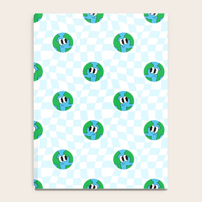 Retro cartoon earth planet checkered pattern Notebook Gallery Image 4