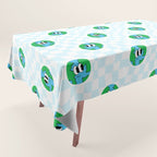 Retro cartoon earth planet checkered pattern Tablecloth Gallery Image 1