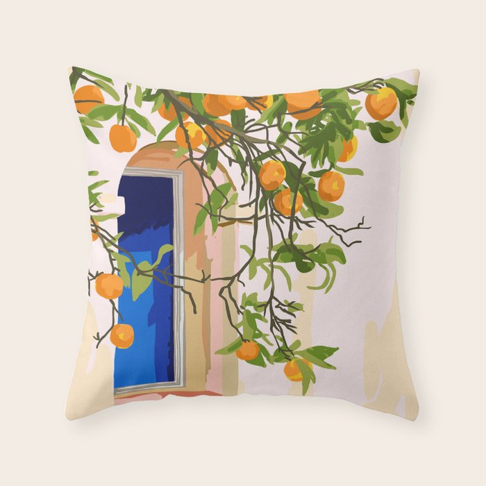 Wherever you go, go with all your heart | Summer Travel Morocco Boho Oranges | Architecture Building Throw Pillow Gallery Image 6