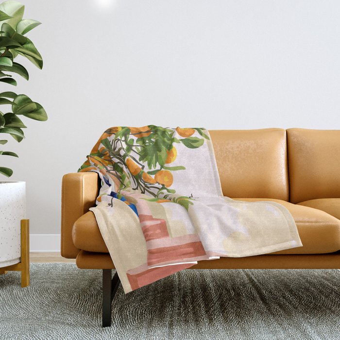 Wherever you go, go with all your heart | Summer Travel Morocco Boho Oranges | Architecture Building Throw Blanket Gallery Image 1