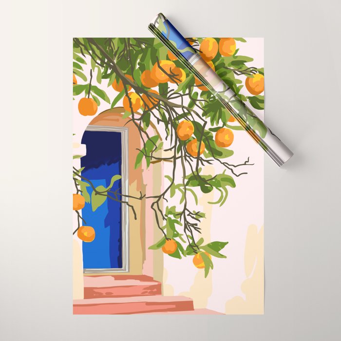 Wherever you go, go with all your heart | Summer Travel Morocco Boho Oranges | Architecture Building Wrapping Paper Gallery Image 1