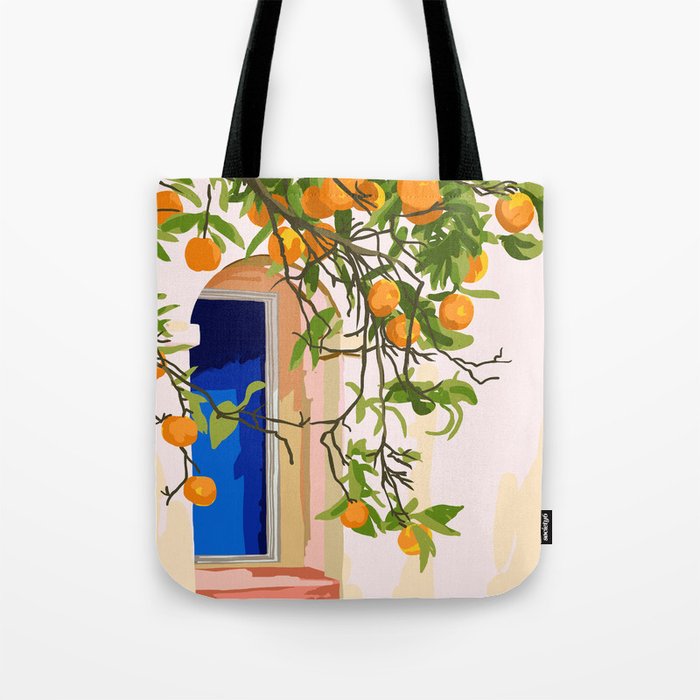 Wherever you go, go with all your heart | Summer Travel Morocco Boho Oranges | Architecture Building Tote Bag Gallery Image 1