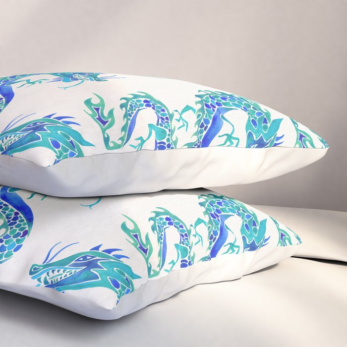 Chinese Dragon - Blue Palette Pillow Sham Gallery Image 3