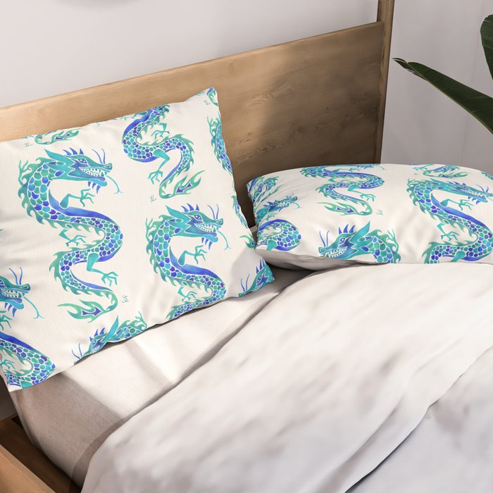 Chinese Dragon - Blue Palette Pillow Sham Gallery Image 2