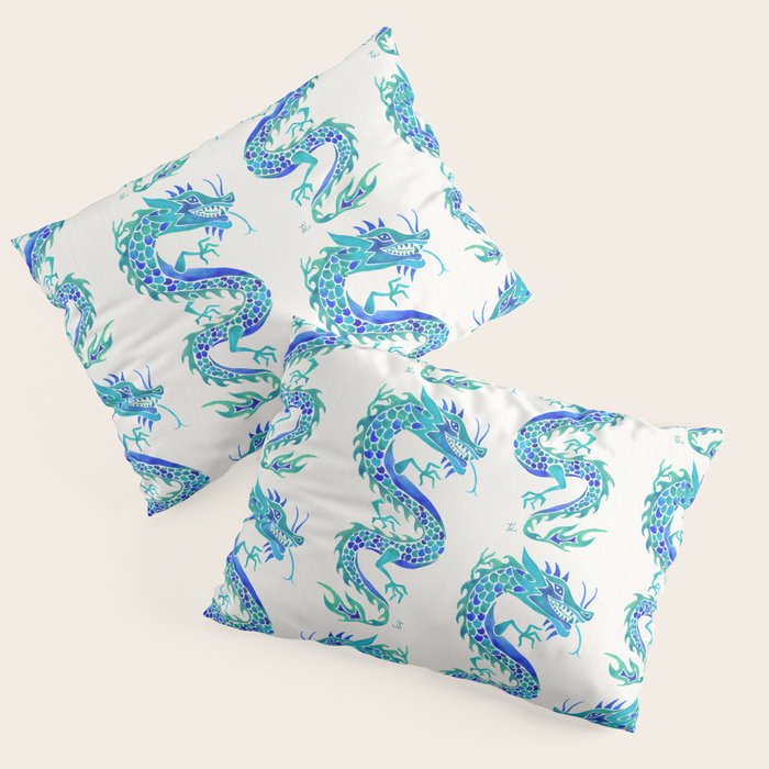 Chinese Dragon - Blue Palette Pillow Sham Gallery Image 1