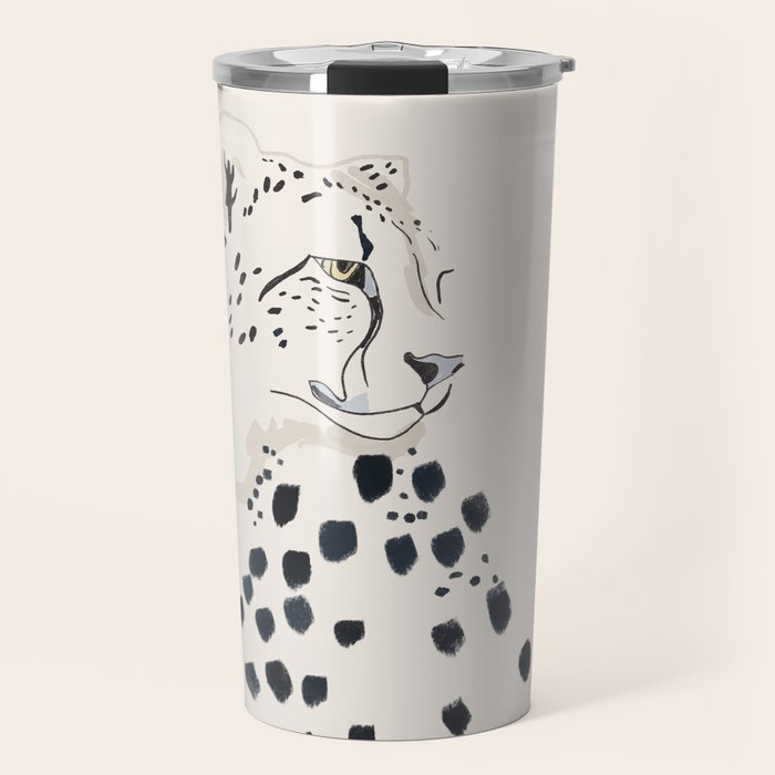 Cheetah 15 Black and White Travel Mug Gallery Image 1