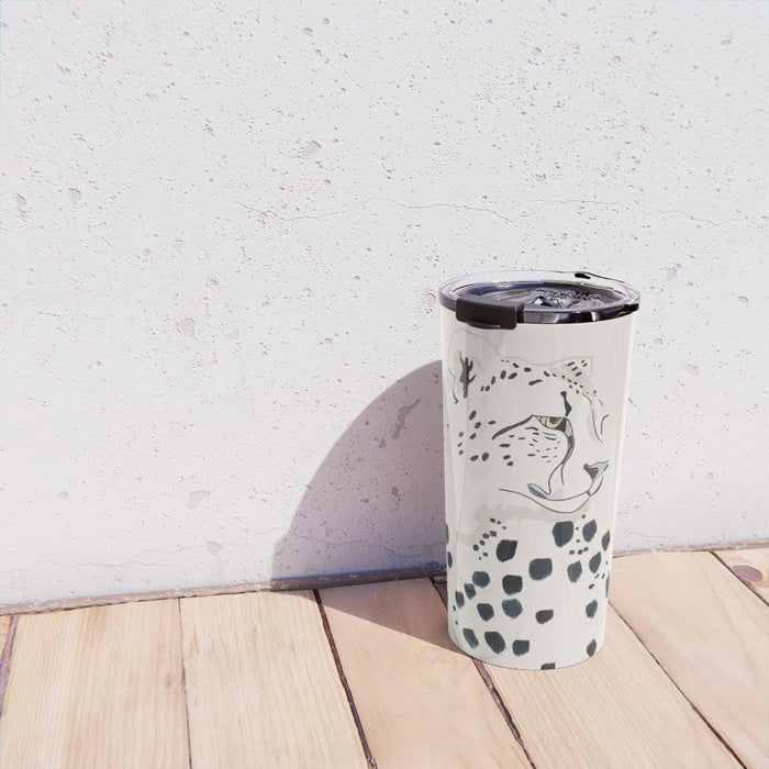 Cheetah 15 Black and White Travel Mug Gallery Image 4