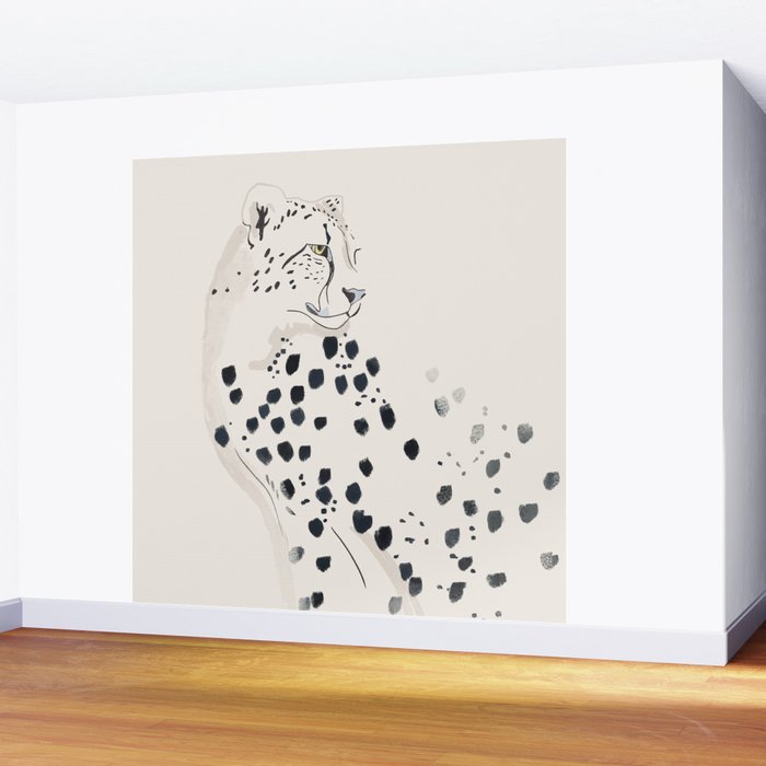 Cheetah 15 Black and White Wall Mural Gallery Image 2