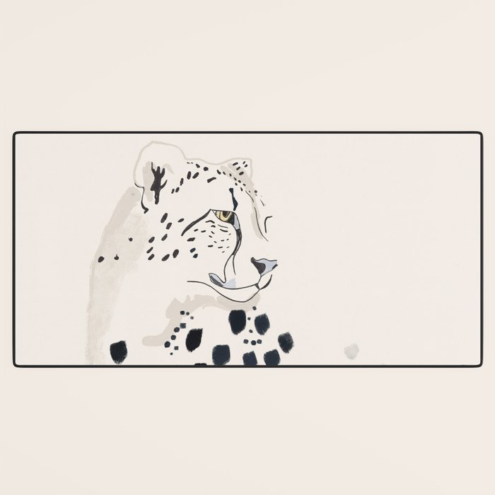 Cheetah 15 Black and White Desk Mat Gallery Image 3