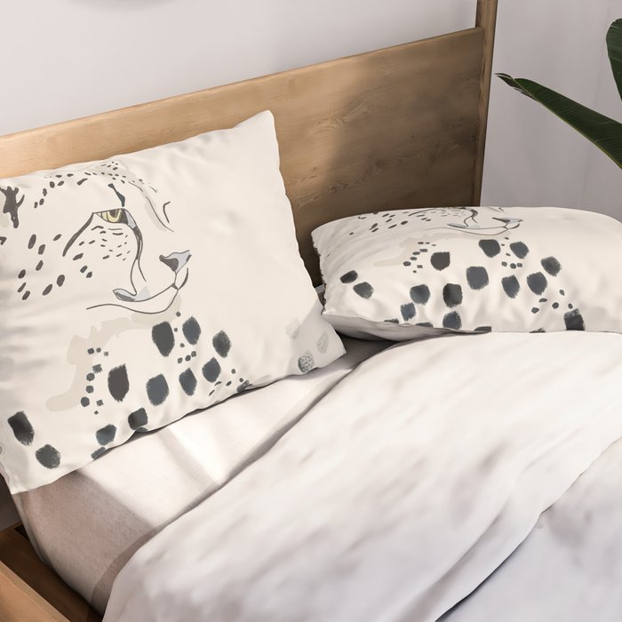 Cheetah 15 Black and White Pillow Sham Gallery Image 2