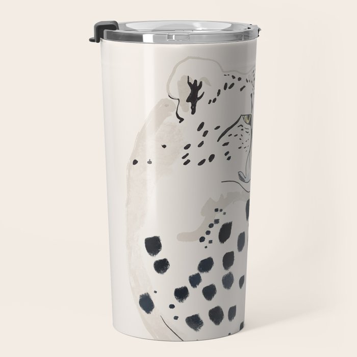Cheetah 15 Black and White Travel Mug Gallery Image 3