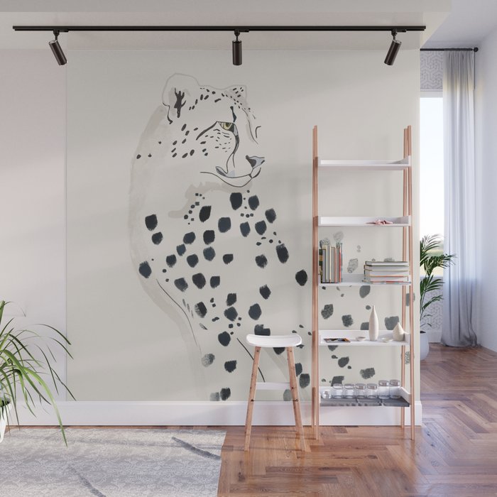 Cheetah 15 Black and White Wall Mural Gallery Image 1
