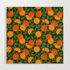 Orange Pattern on Dark Teal Wood Wall Art Gallery Image 1