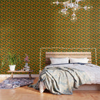 Orange Pattern on Dark Teal Wallpaper Gallery Image 3