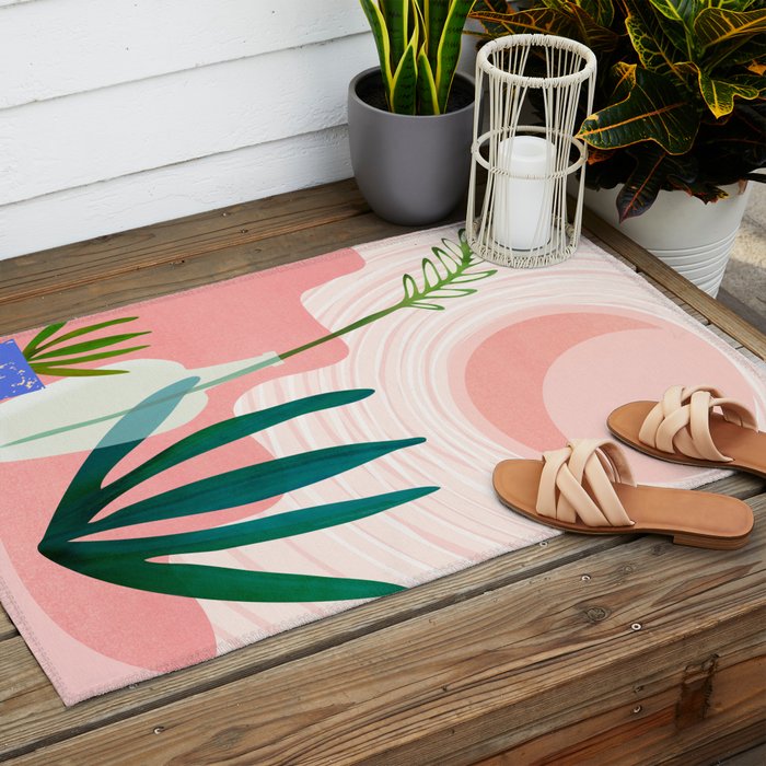 Pink Desert Abstract Landscape Outdoor Rug Gallery Image 2