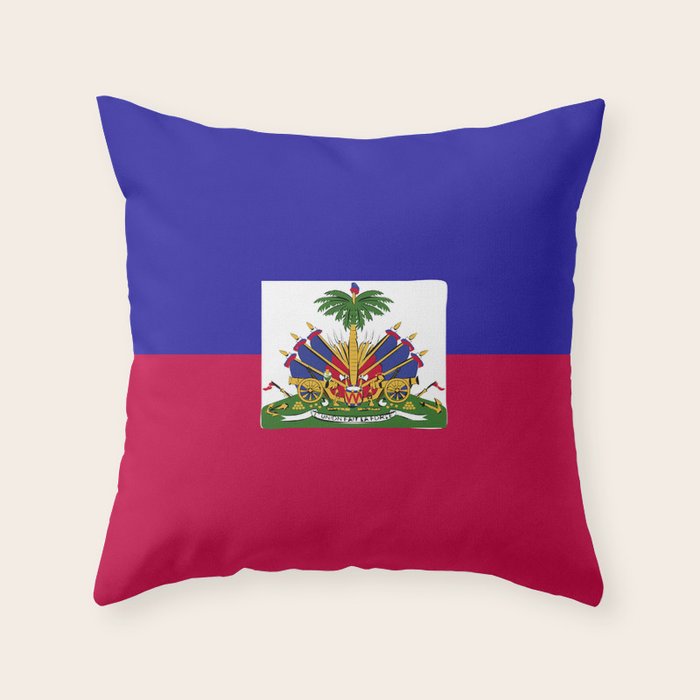 Haiti flag emblem Throw Pillow Gallery Image 1