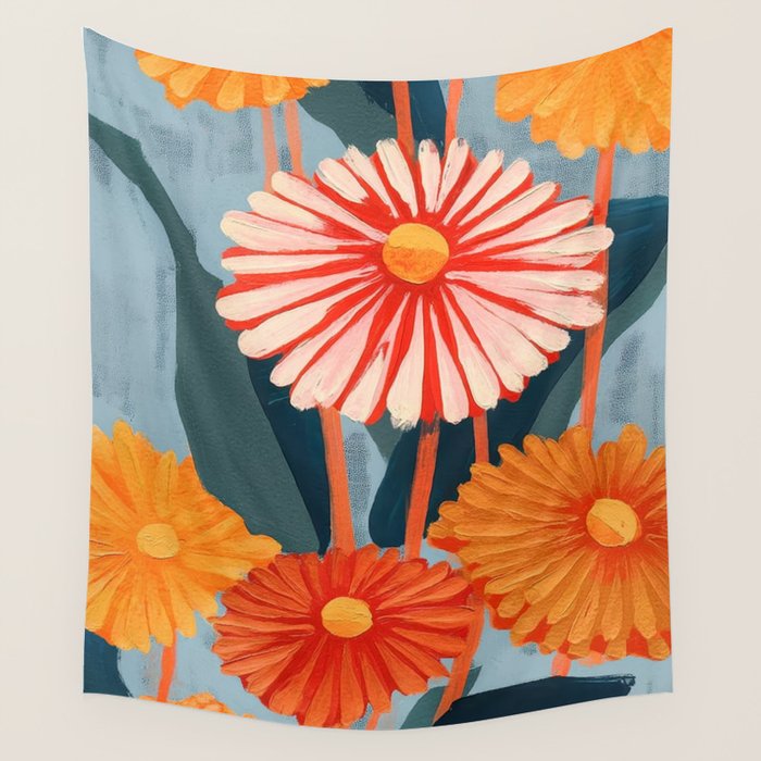 Dahlia Flower Painting Wall Tapestry Gallery Image 4