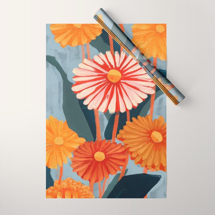 Dahlia Flower Painting Wrapping Paper Gallery Image 1