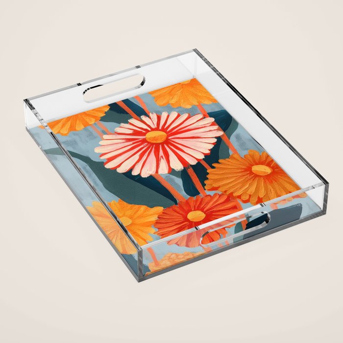 Dahlia Flower Painting Acrylic Tray Gallery Image 1