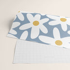 Daisy Time Retro Floral Pattern in Light Blue, White, and Mustard Wrapping Paper Gallery Image 2