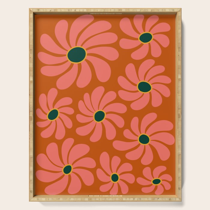 Retro Super Bloom - 70's Vibe Boho Colors Serving Tray Gallery Image 1